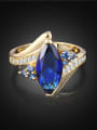 thumb Luxury Blue Oval Shaped Gold Plated Zircon Ring 2