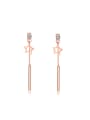 thumb Fashion Hollow Star Slim Bar Titanium Drop Earrings 0