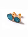 thumb Tiny Natural Crystal Round Gold Plated Stud Earrings 2