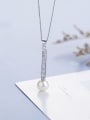 thumb Simple Freshwater Pearl Shiny Zirconias 925 Silver Pendant 1