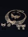 thumb Alloy Imitation-gold Plated Fashion Bowknot Hollow Four Pieces Jewelry Set 1