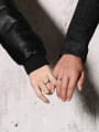 thumb Fashion Footprints Shaped Stainless Steel Rhinestone Couple Ring 1