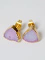 thumb Tiny Triangle Natural Crystal Gold Plated Stud Earrings 0