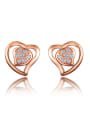thumb Fashion Little Heart Cubic Rhinestones 925 Sterling Silver Stud Earrings 0