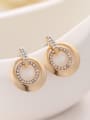 thumb Champagne Gold Plated Hollow Round Rhinestones Alloy Stud Earrings 0