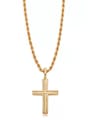 thumb Titanium With Gold Plated Simplistic Smooth Cross Necklaces 4