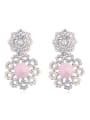thumb Exaggerated Imitation Pearls Tiny Cubic Crystals-covered Alloy Stud Earrings 4