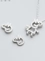 thumb S925 Silver Pig Peggy Diamonds Necklace Earrings Two Piece 3