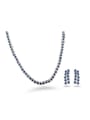 thumb Exquisite Blue Round Shaped Zircon Two Pieces Jewelry Set 0