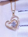 thumb Copper With Cubic Zirconia Simplistic Hollow Heart Locket Necklace 3
