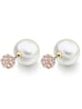 thumb Fashion Imitation Pearl Cubic austrian Crystals Stud Earrings 0