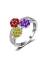 thumb Fashion Colorful Cubic Zirconias Flowers Copper Ring 0