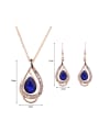 thumb Alloy Imitation-gold Plated Fashion Stones Water Drop shaped Two Pieces Jewelry Set 2