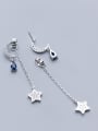 thumb 925 Sterling Silver With Cubic Zirconia Personality Star Moon Drop Earrings 3