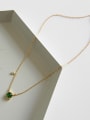 thumb Pure silver geometric square Emerald Necklace 2