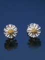 thumb Elegant Little Daisy Flower Double Color 925 Sterling Silver Stud Earrings 0