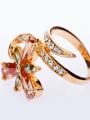 thumb Exaggerated Zirconias-studded Flower Rhinestones Copper Ring 2