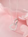 thumb 925 Sterling Silver With Platinum Plated Simplistic Heart Necklaces 4
