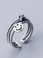 thumb 925 Sterling Silver With Antique Silver Plated Cute smile Face Rings 0