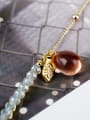 thumb Exquisite Natural Stone Leaf Shaped Sweater Necklace 1