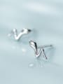 thumb 925 Sterling Silver With Silver Plated Simplistic Snake Stud Earrings 0