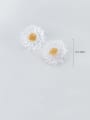 thumb 925 Sterling Silver With Platinum Plated Simplistic Flower Stud Earrings 1