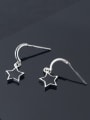 thumb 925 Sterling Silver With Silver Plated Simplistic Black Star Stud Earrings 0