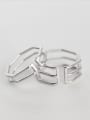 thumb S925 Silver Eight Side Shape Opening Double Three Layer Stacking Ring 3