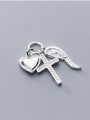 thumb 925 Sterling Silver With Silver Plated Personality Cross heart Charms 0