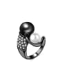 thumb Black Gun Plated Artificial Pearl Geometric Ring 0