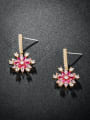 thumb Copper With Cubic Zirconia Simplistic Flower Drop Earrings 4