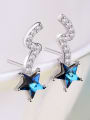 thumb Fashion Blue Crystal Star Cubic White Zirconias 925 Silver Stud Earrings 2