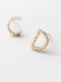 thumb 925 Sterling Silver With Gold Plated Cute Asymmetry Letter Stud Earrings 1