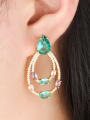thumb Copper With Cubic Zirconia Trendy Water Drop Cluster Earrings 1
