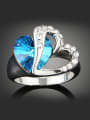 thumb Fashion Blue Crystal Cubic Rhinestones Heart shaped Ring 1