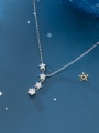 thumb 925 Sterling Silver With Platinum Plated Simplistic Star Necklaces 0