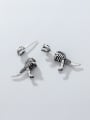 thumb 925 Sterling Silver With Antique Silver Plated Vintage Skull Stud Earrings 1