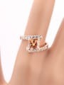 thumb Rectangle Zircons Rose Gold Plated Noble Ring 1