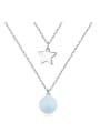 thumb Personalized Imitation Pearl Little Star Double Layer Alloy Necklace 0