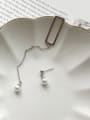 thumb Sterling silver minimalist asymmetrical synthetic pearl earrings 0