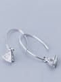 thumb 925 Sterling Silver With Cubic Zirconia Simplistic Triangle Hook Earrings 3