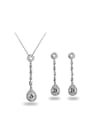 thumb Simply Style Water Drop Shaped Zircon Two Pieces Jewelry Set 0