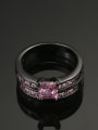 thumb Double Layer Pink Zircons Black Plated Ring 1