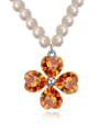 thumb Fashion Flowery austrian Crystals Pendant Imitation Pearls Alloy Necklace 3