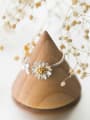thumb S925 silver daisy flower small leaf opening ring 2