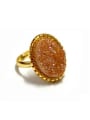thumb Exaggerated Oval Natural Crystal Gold Plated Ring 2