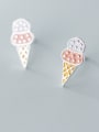 thumb 925 Sterling Silver With Platinum Plated Cute ice cream Stud Earrings 0