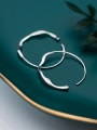 thumb 925 Sterling Silver With White Gold Plated Simplistic Smooth Round Hoop Earrings 2