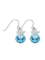 thumb Fashion Little Zirconias-studded Swan Blue austrian Crystal 925 Silver Earrings 0