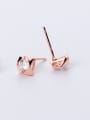thumb Lovely Rose Gold Platd Geometric Shaped Rhinestone Stud Earrings 0